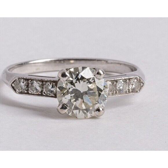 14K .47 CARAT TOTAL VS2 I DIAMOND ROUND ESTATE SOLITAIRE  14k 1.14 cttw J/VS2 Transitional Cut Diamond Solitaire